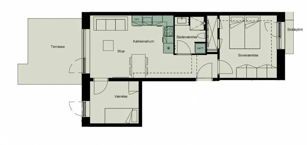 Floor Plan - 3-Bedroom Flat with Elevator in Ørestad