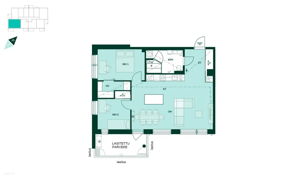 Plan - Corner Apartment with Park View in Turku