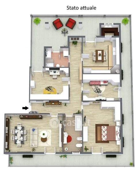 Plaan - Semi-detached Apartment with Balcony in Misterbianco