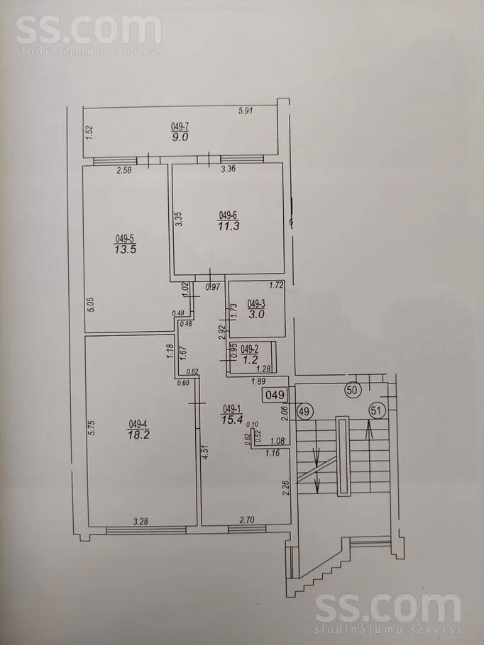 3-toaline korter asukohas Rīga