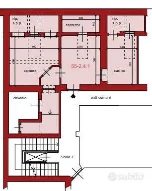 Plan - Bilocale with Balcony in Milan