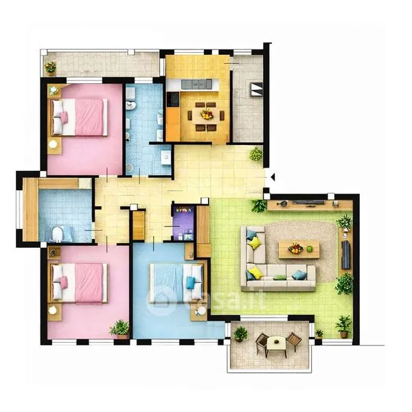 Plaan - 4-Room Apartment with Balcony in Novara