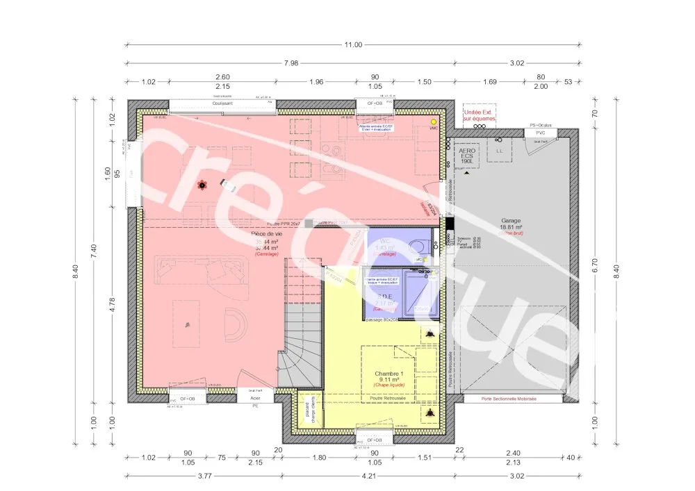Plan - Maison Contemporaine à Erdeven avec Jardin