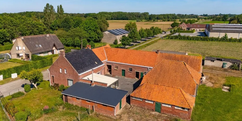 Vue aérienne - Hoeve à Rénover avec Jardin à Kortemark