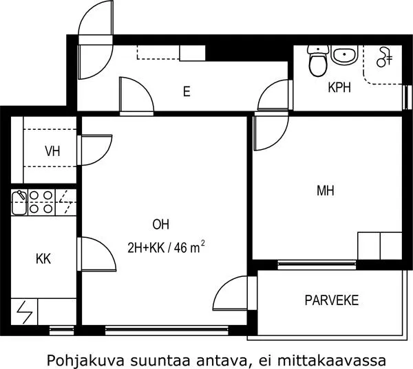 Planimetria - Studio + Kitchenette in Keltinmäki, Jyväskylä