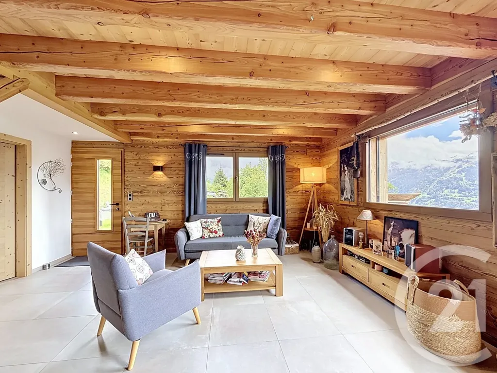 Séjour - Chalet Contemporain avec Vue Panoramique à Verchaix