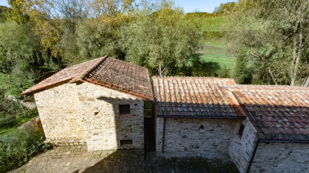 Aerial - Casale with Pool in Gaiole in Chianti