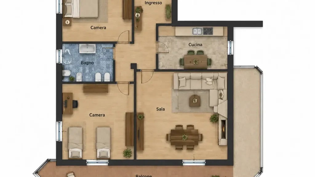 Plan - Spacious Trilocale with Balcony in Gattatico