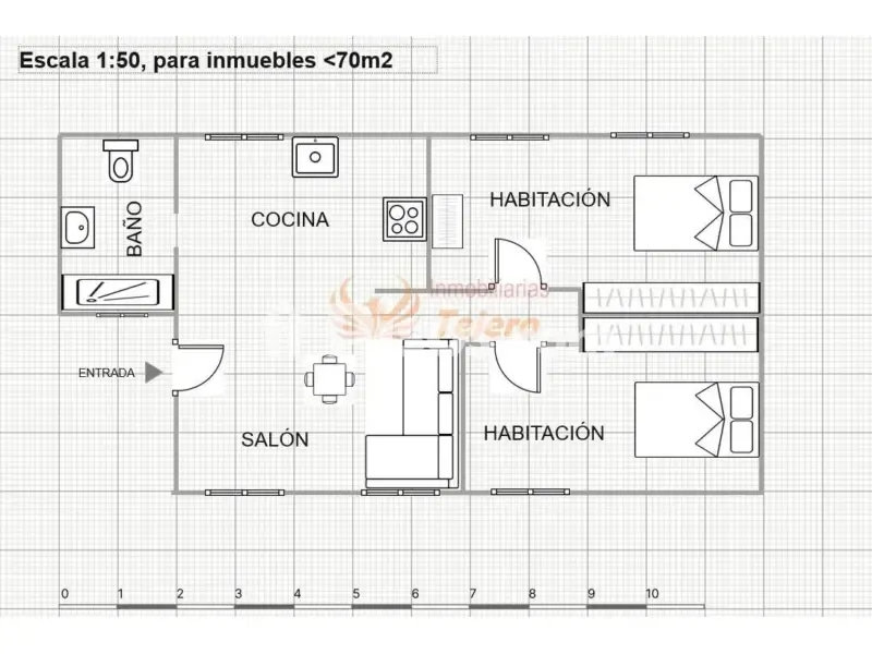 Plan - 2-Bedroom Apartment with Modern Design in Aldea Moret