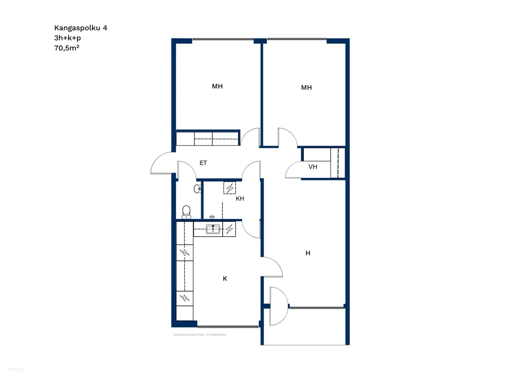 Plaan - Bright Triangular Flat with Balcony in Kirkonkylä