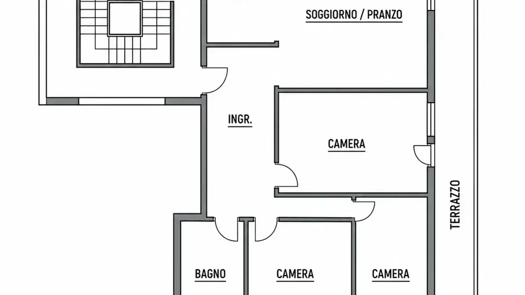 Plan - Rustic-Style Apartment with Terrace in Maser