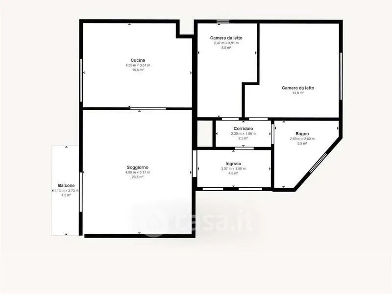 Plaan - Spacious 3-Bedroom Apartment in Arcore