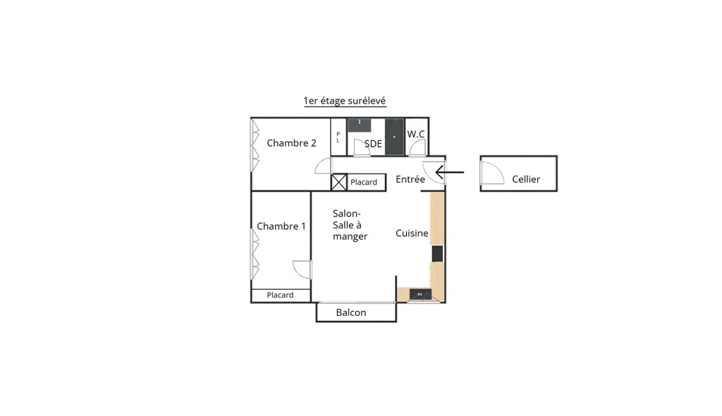 Planimetria - 2-Bedroom Apartment with Balcony in Cachan