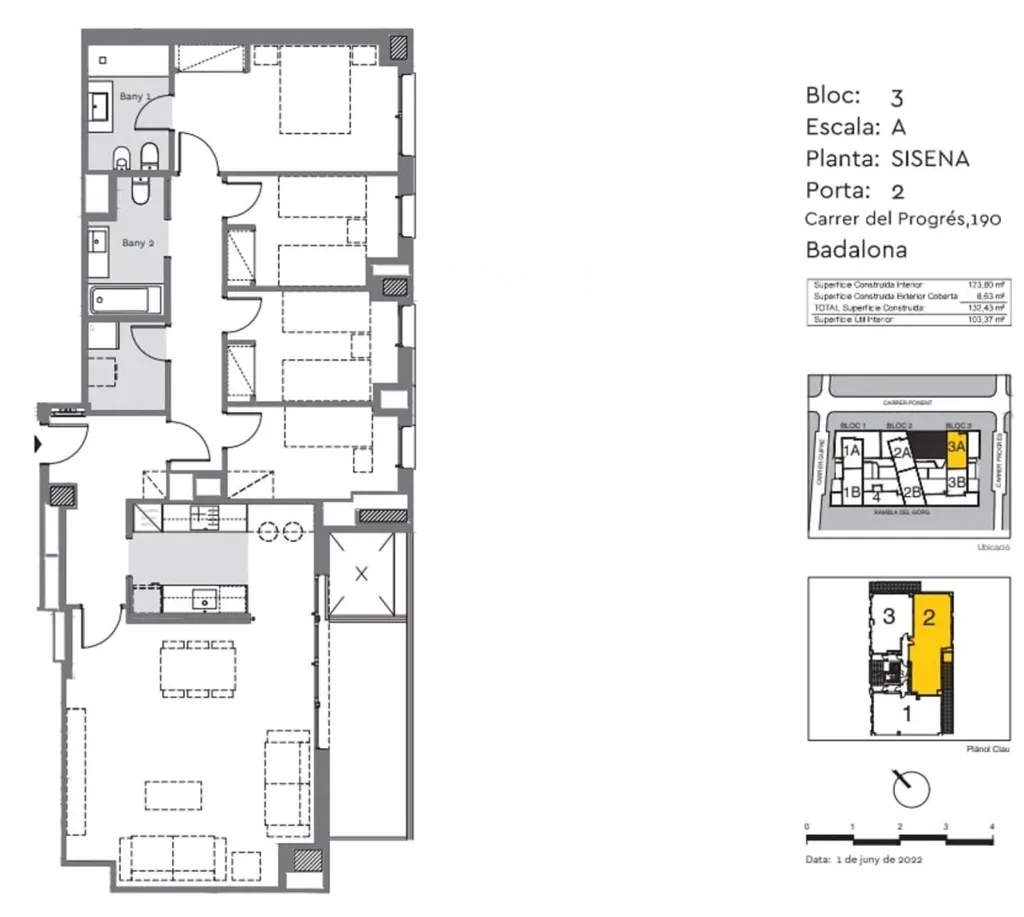 Floor Plan - Modern Flat with Rooftop Pool in Badalona