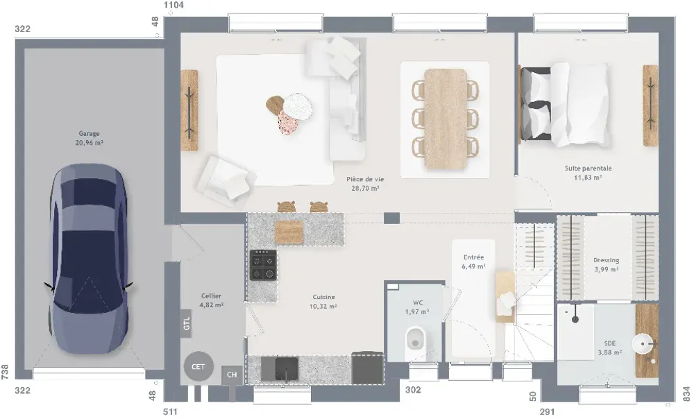 Floor Plan - 8-Piece House with Garden in Eure-et-Loir