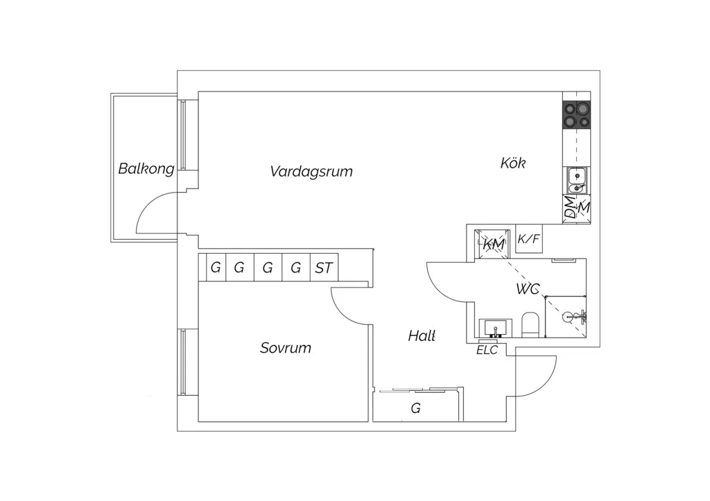 Plaan - Modern Apartment with Balcony in Karlastaden