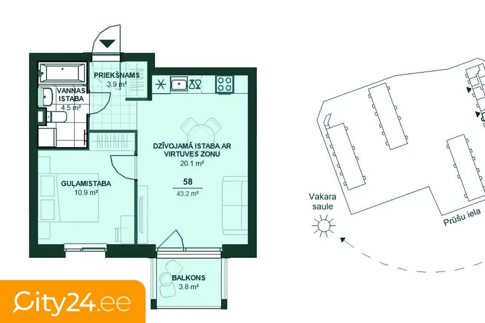 Plan - Modern Apartment with Balcony in Ķengarags, Riga