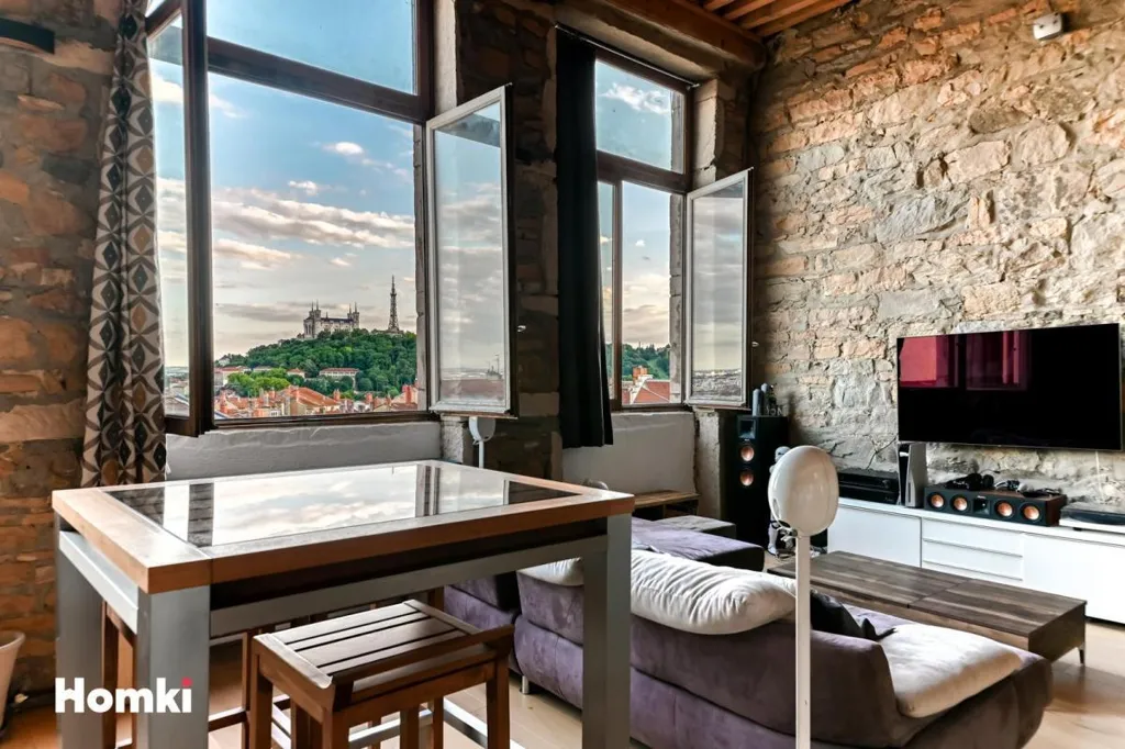 Séjour - Appartement Duplex avec Vue Panoramique à Lyon 1er