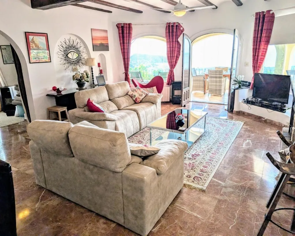 Living Room - Traditional Villa with Sea View in Benimeit, Moraira