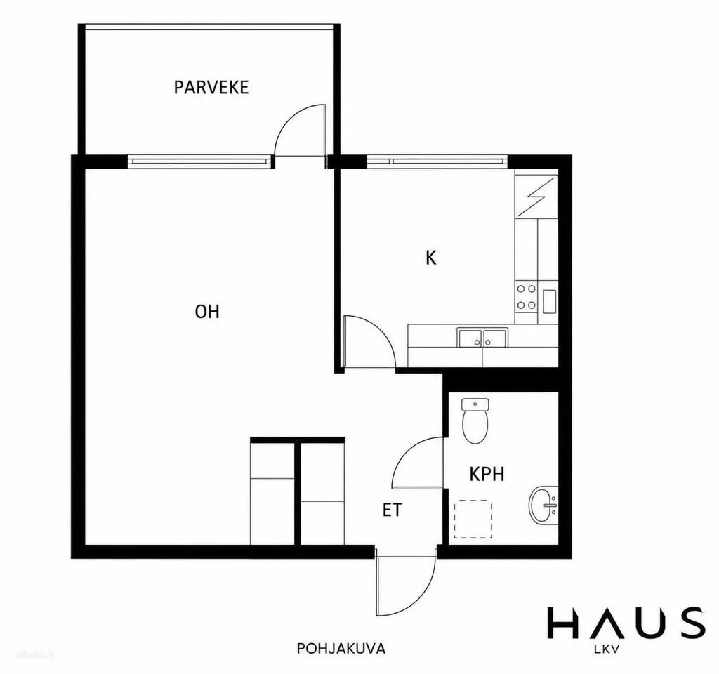 Plan - One-Bedroom Flat with Glazed Balcony in Kaarina