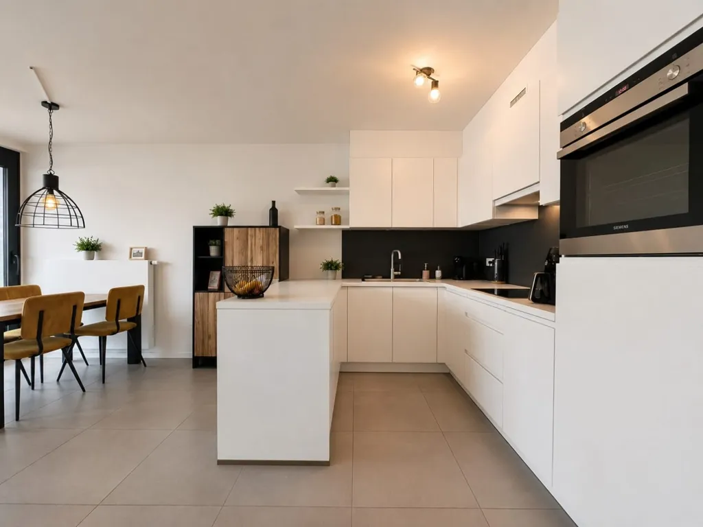 Kitchen - House with Canal View in Zelzate