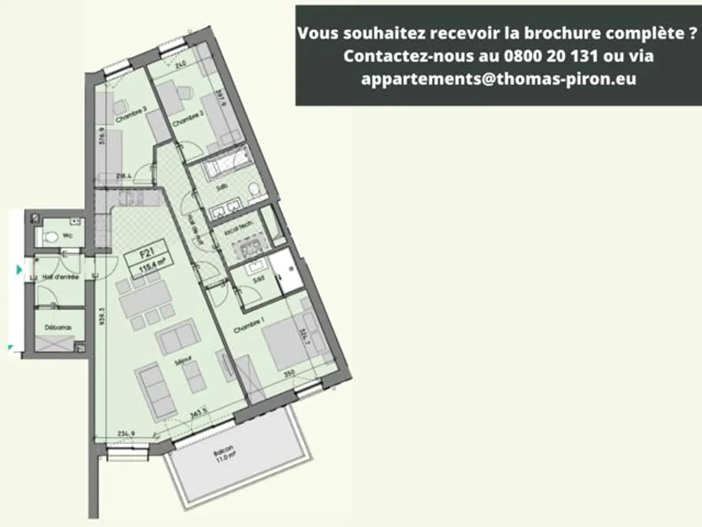 Plaan - Newly Built Apartment with Balcony in Ciney