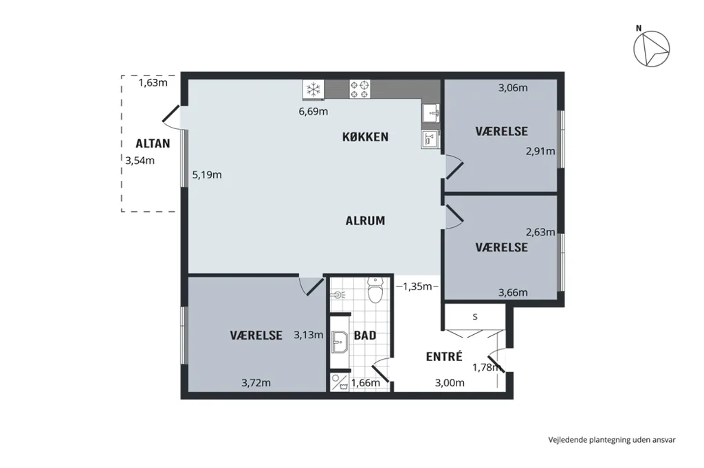 Plaan - 4-Bed Apartment with Balcony in Tranders Have