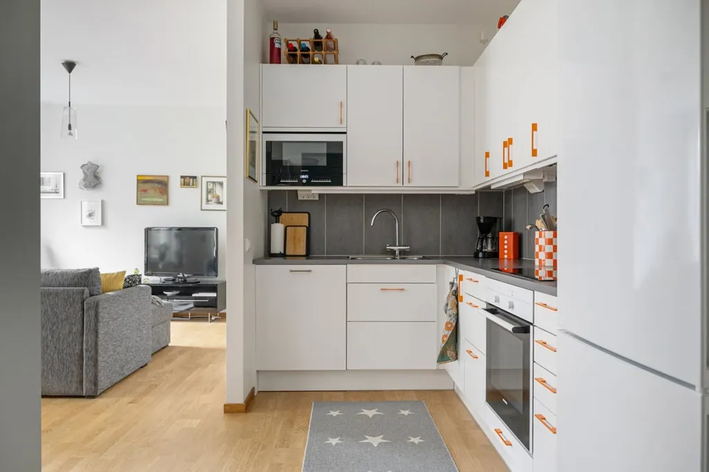 Köök - Apartment with Glazed Terrace in Sockerbruket