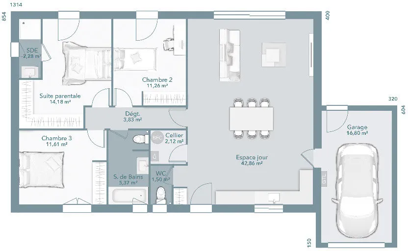 Floor Plan - New Build House with Garden in Noé
