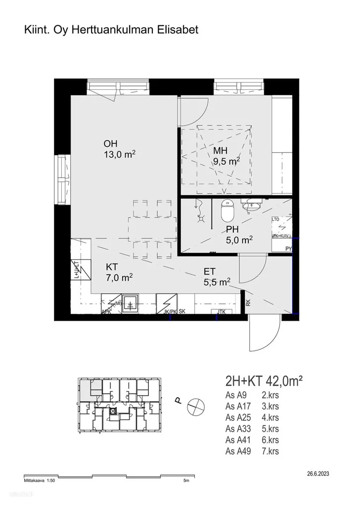 Plan - Modern Flat with Floor Cooling in Linnakaupunki