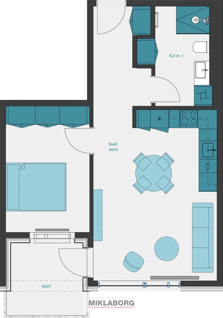 Planimetria - New Flat with Balcony in Hafnarbraut