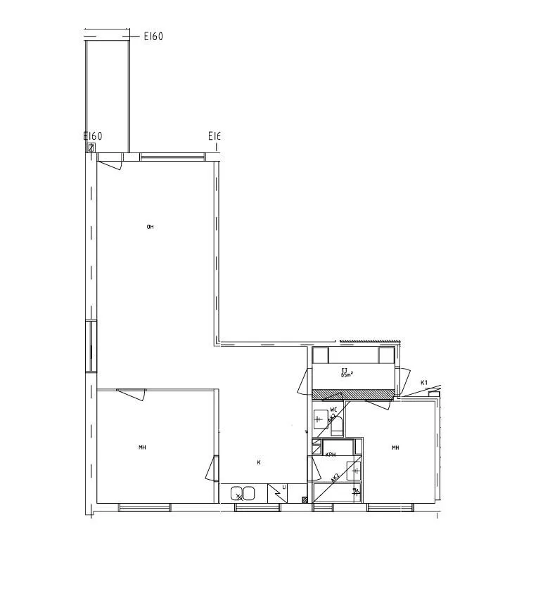 Plaan - Three-Room Flat with Glazed Balcony in Nummi