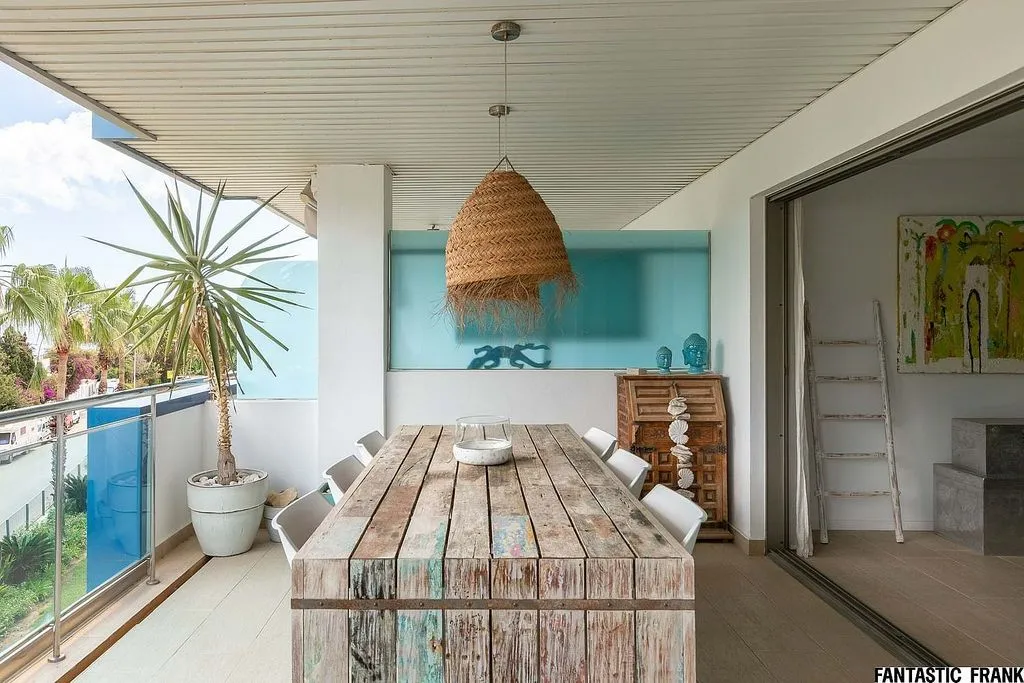 Terrace - Apartment with Sea View and Pool in Santa Eulària