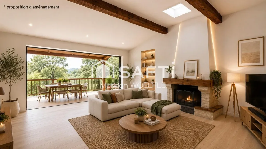 Living Room - Detached House with Nature View in Tour de Mare