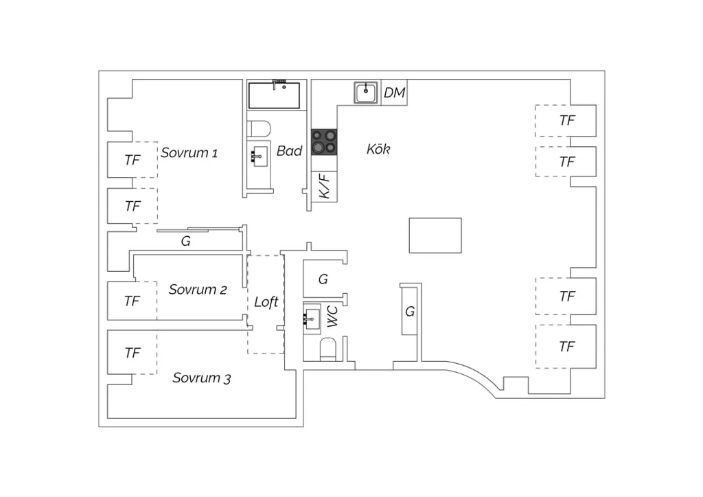 Plaan - Penthouse with Impressive Ceiling Height in Fridhemsplan