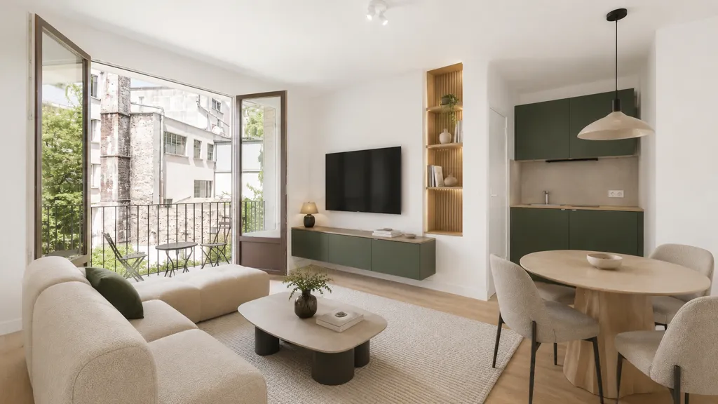 Soggiorno - 2-Bedroom Apartment with Balcony in Levallois-Perret