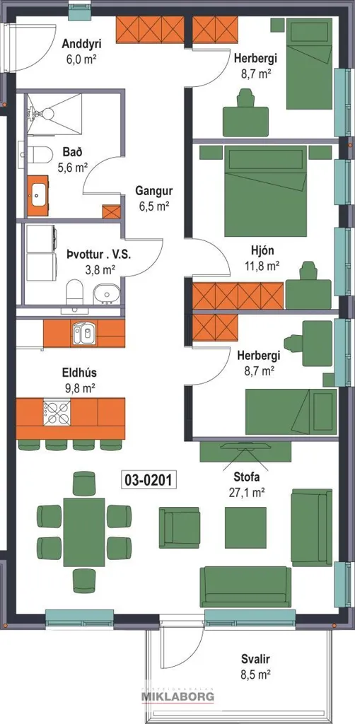 Planimetria - Modern Apartment with Balcony in Hafnarfjörður