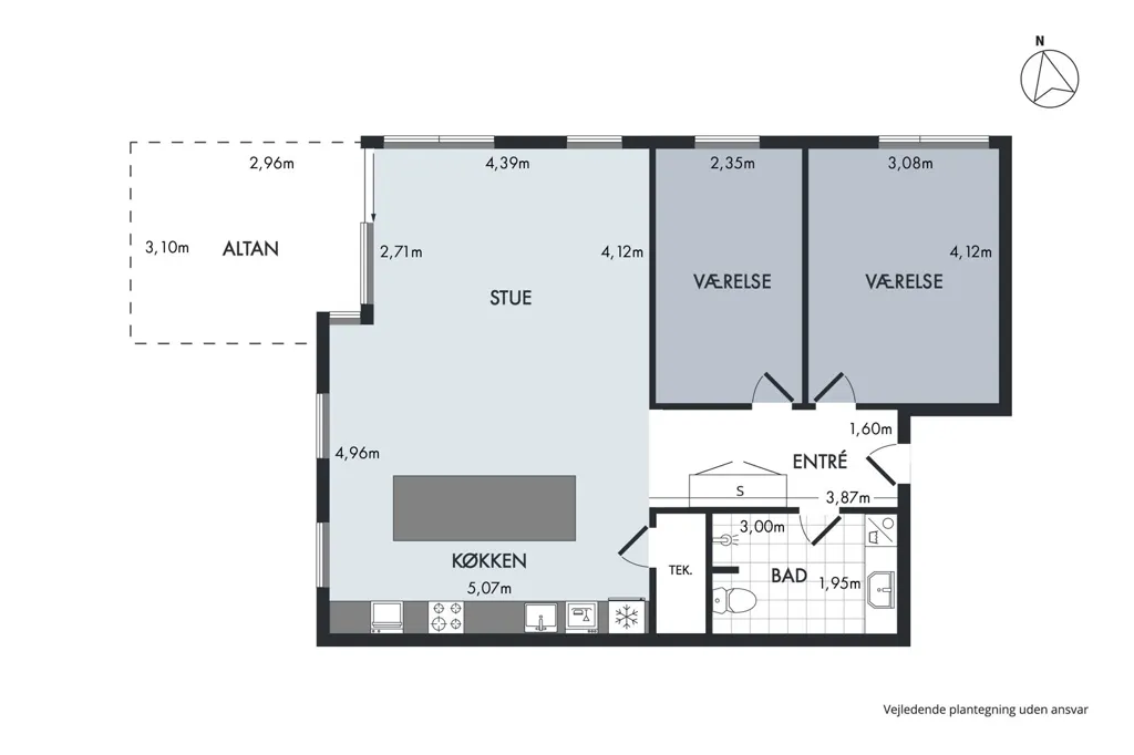Plan - 3-Bed Apartment with Balcony in Taffeltårnet