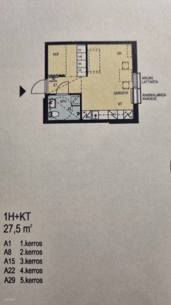 Plan - Modern Studio with Balcony in Joensuu City Centre