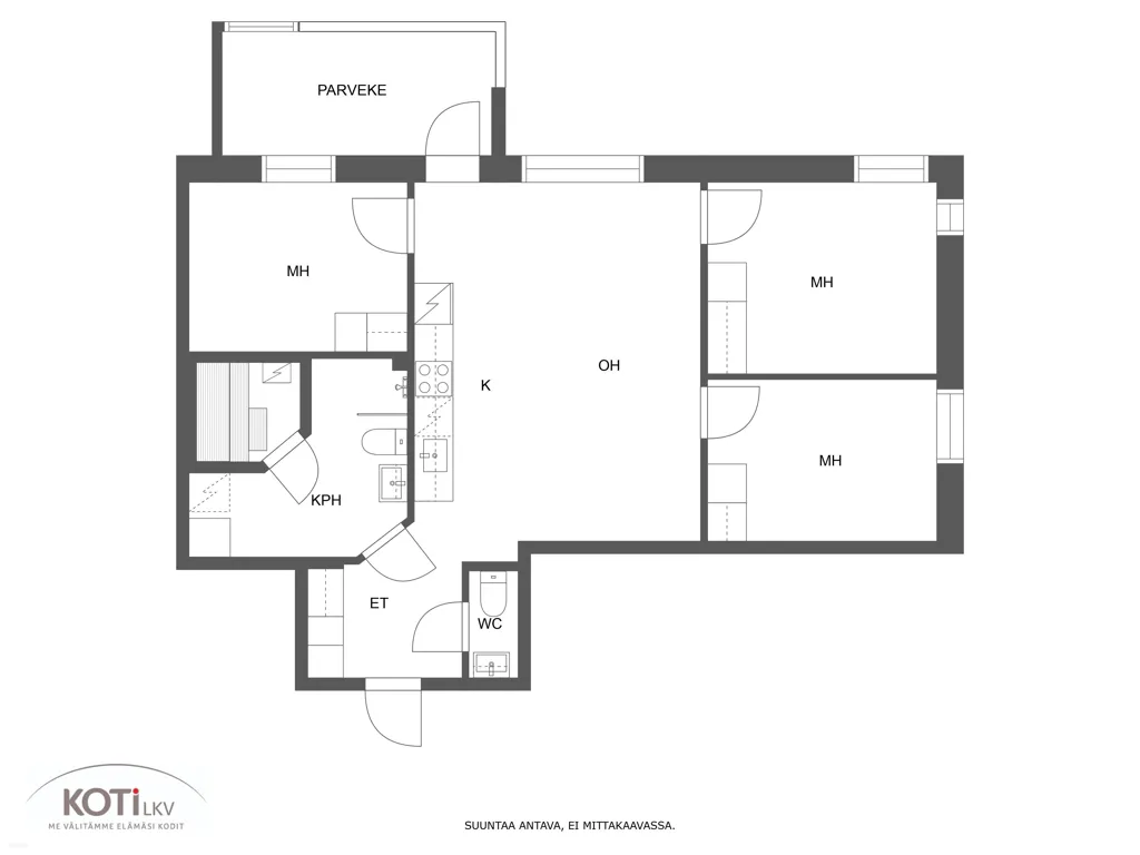 Plan - Modern Flat with Glazed Balcony in Espoo