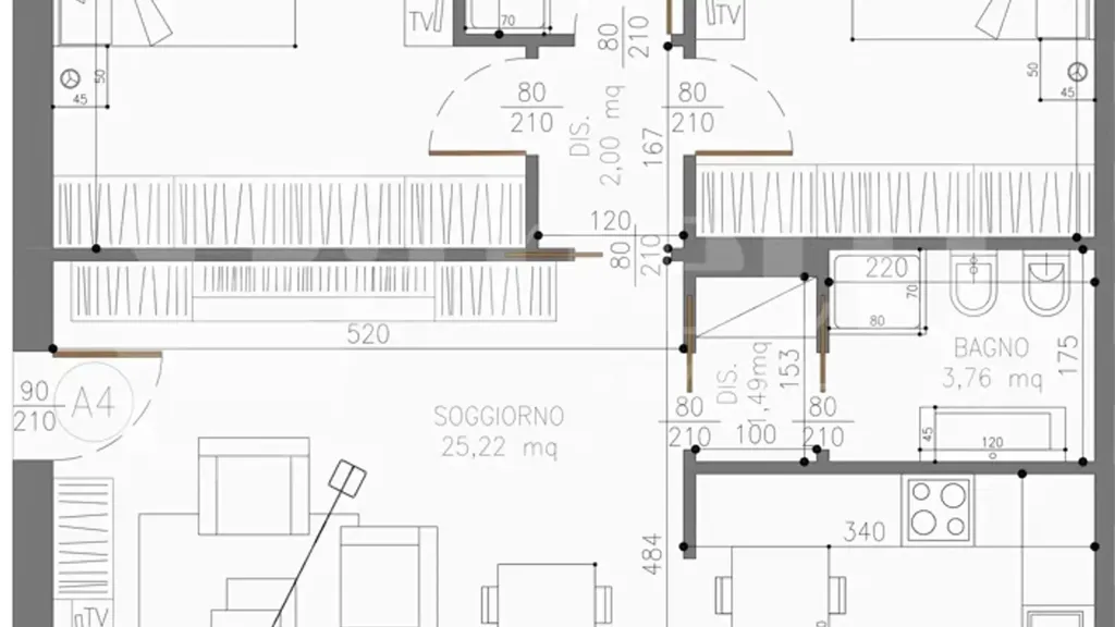 Plan - Contemporary Apartment with Terraces in Crespellano