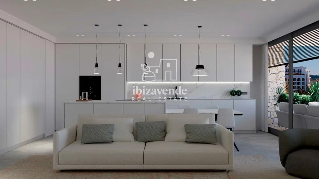 Séjour - New Build Apartment with Sea View in San Antonio