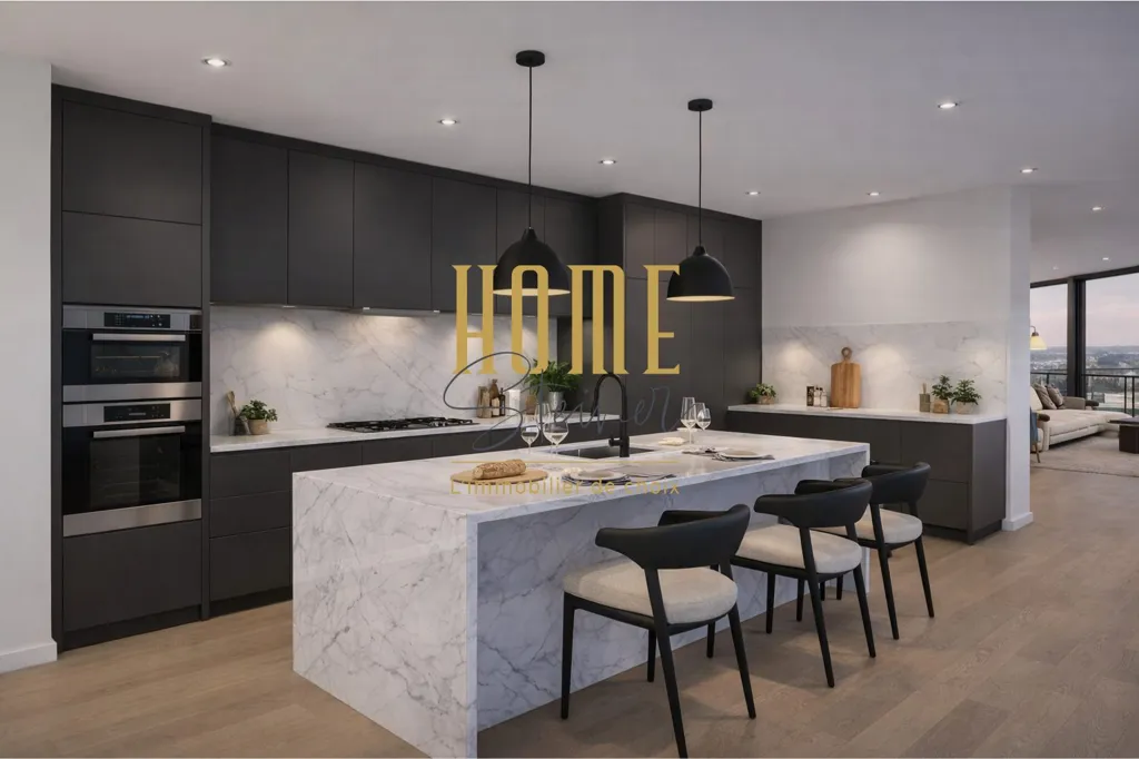 Cuisine - Appartement avec terrasse vue bassin à Strasbourg