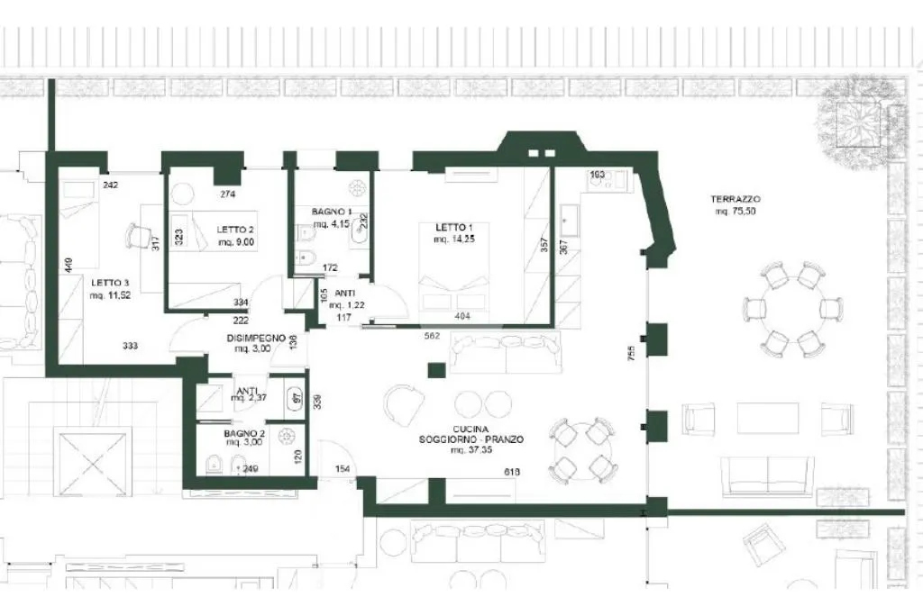 Plan - Modern Condo with Terrace in Central Cesena