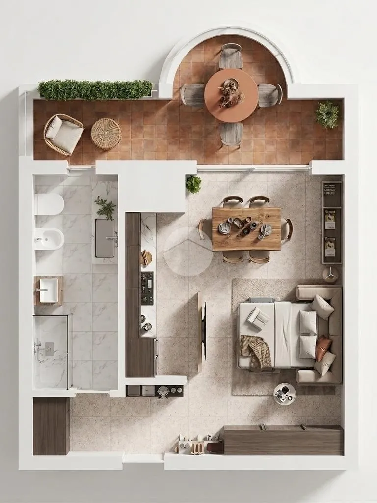 Plan - Studio Flat with Balcony in Bussero