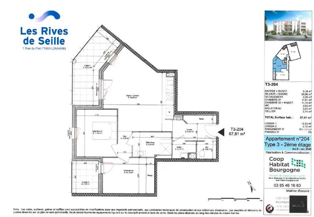 Plan - Appartement T2 avec Terrasse à Louhans