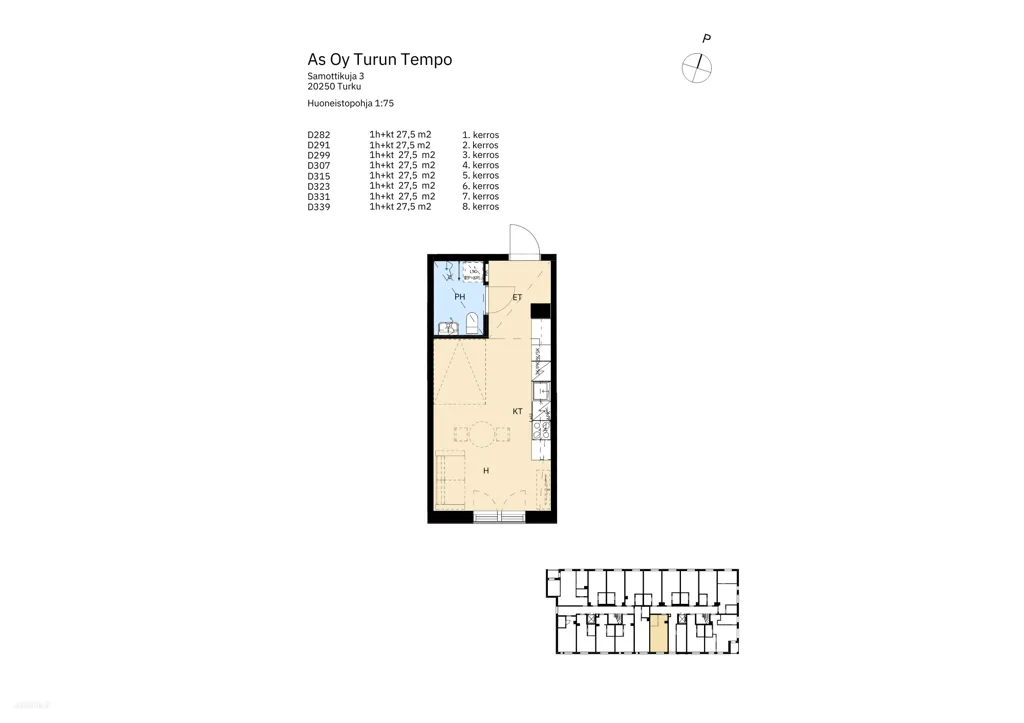 Plaan - Modern Studio Flat with Skyline View in Turku