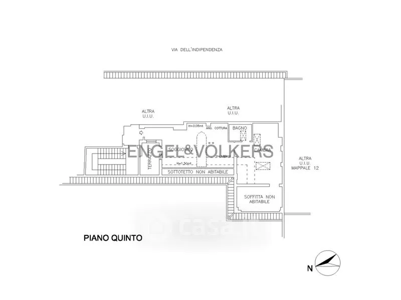 Plan - Mansard Apartment with Terrazzo in Bologna