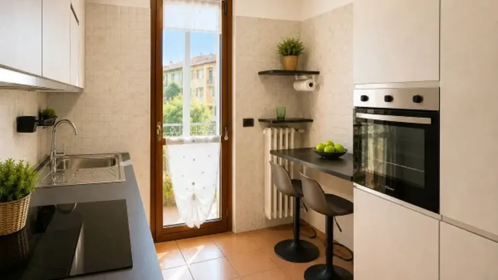 Köök - Bright Trilocale with Balcony in Milan