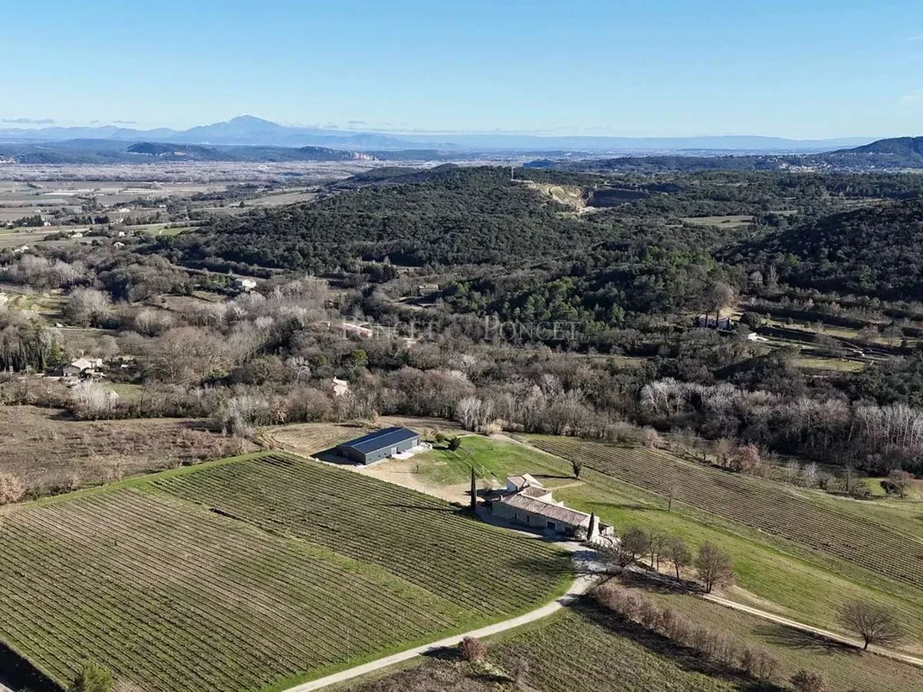 Vue aérienne - Domaine Viticole avec Vue Mont Ventoux à Saint-Alexandre